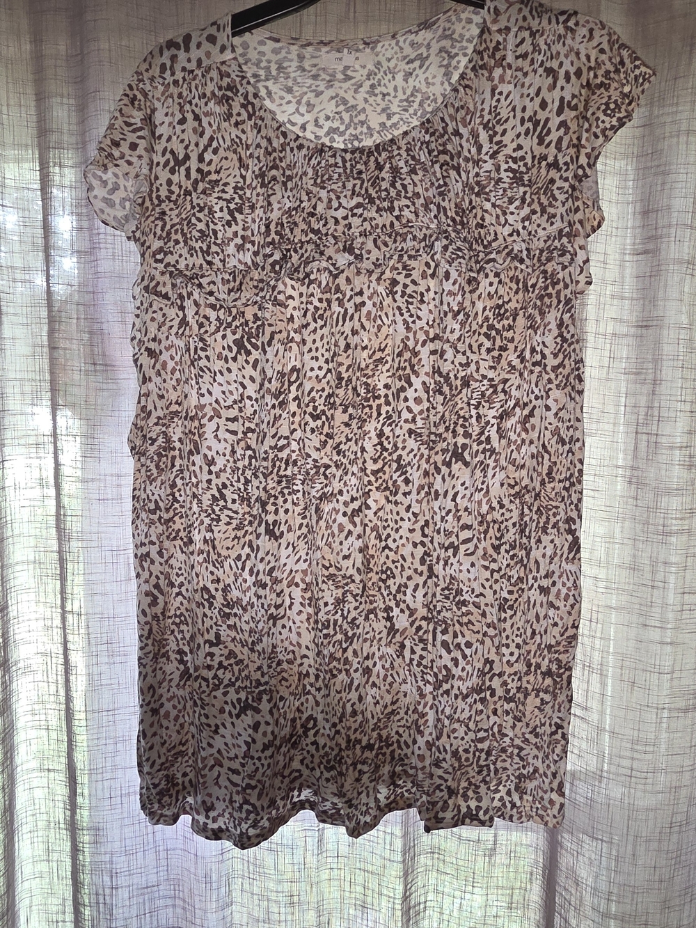 Maurices Beige and Brown Leopard-Print Short Sleeve Tunic